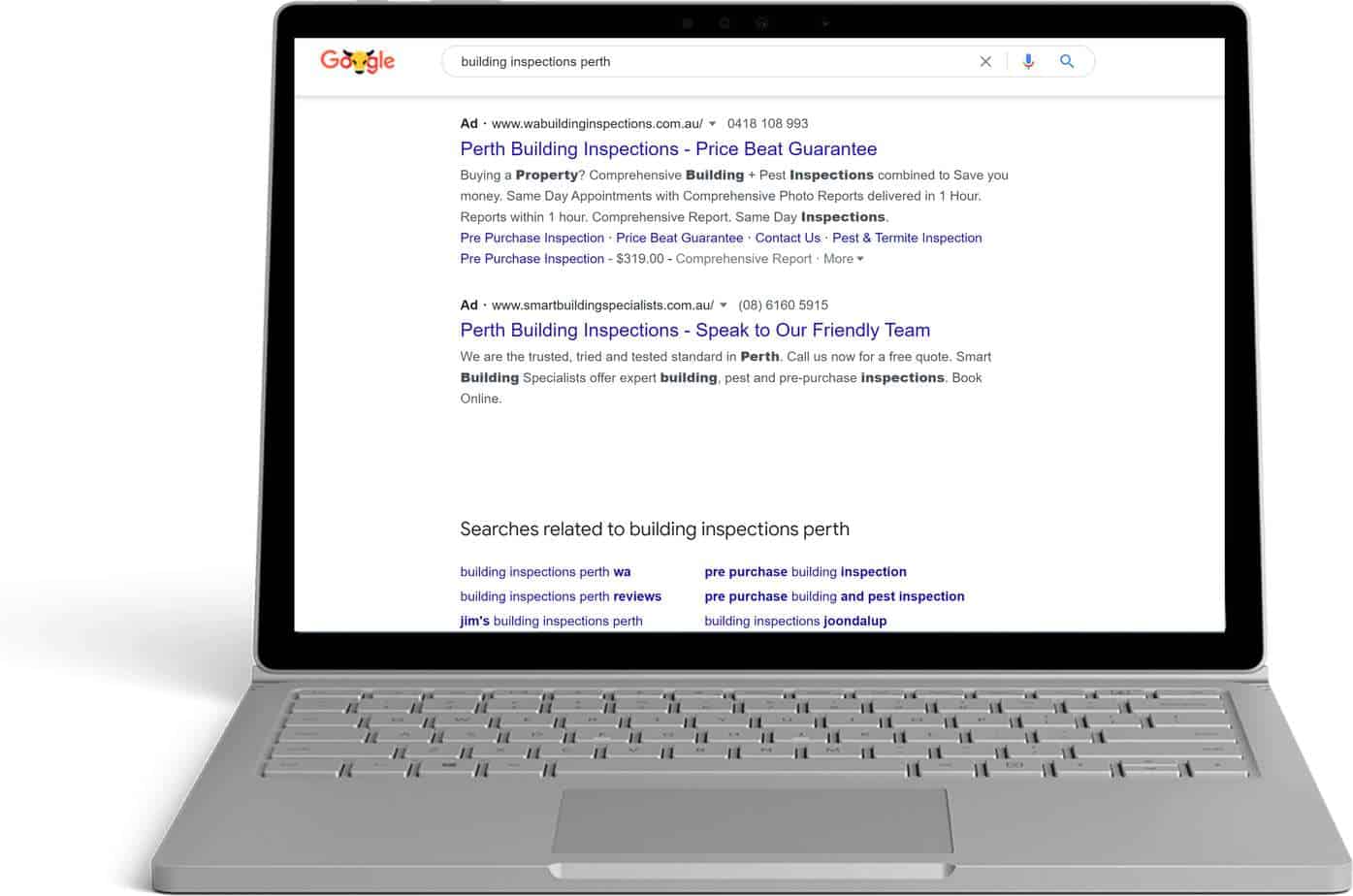 google ads case study wa building inspections google ads screenshot